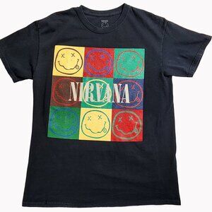 Nirvana Nevermind Smiley Faces Graphic Tee Medium 100% cotton